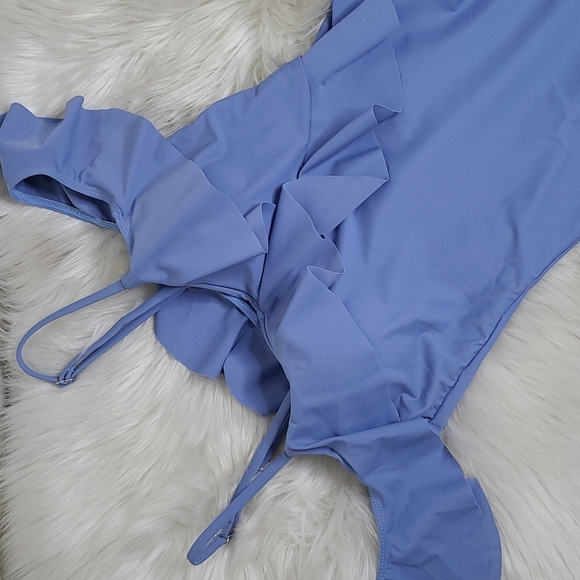 One Piece Bathing Suit Size Large Dutch Blue Ruffle Detail NWOT Beach Travel Fun - Picture 6 of 9